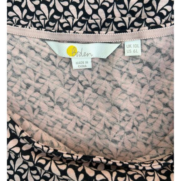 Boden Phoebe Black Tan Geometric Sheath Cotton Dress Knit Women's size 6 Long - Picture 10 of 10